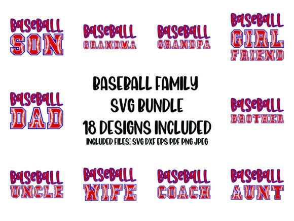 Baseball Family SVG Bundle - 18 Designs
