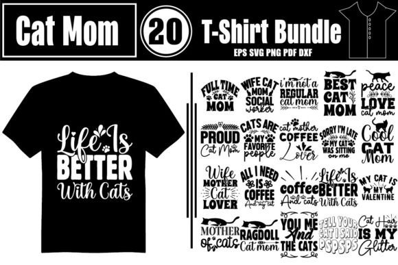 Cat Mom T-Shirt Bundle: A Whimsical Embroidery Design