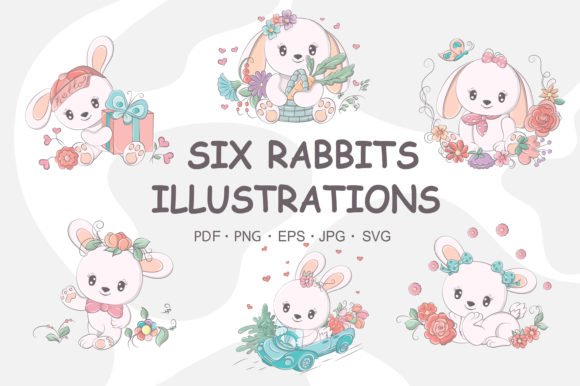 Cute Rabbit Clip Art for Embroidery Projects