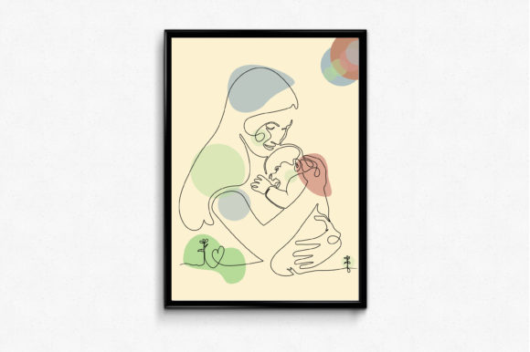 Review: Mom Baby Modern Line Art Illustration